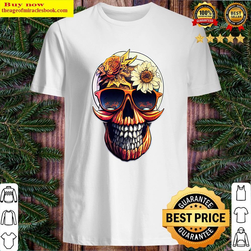 Flower Skull Scoop T Shirt