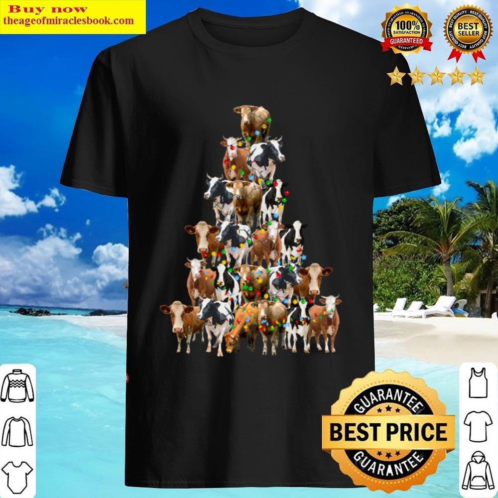 Funny Christmas Cows Tree Shirt