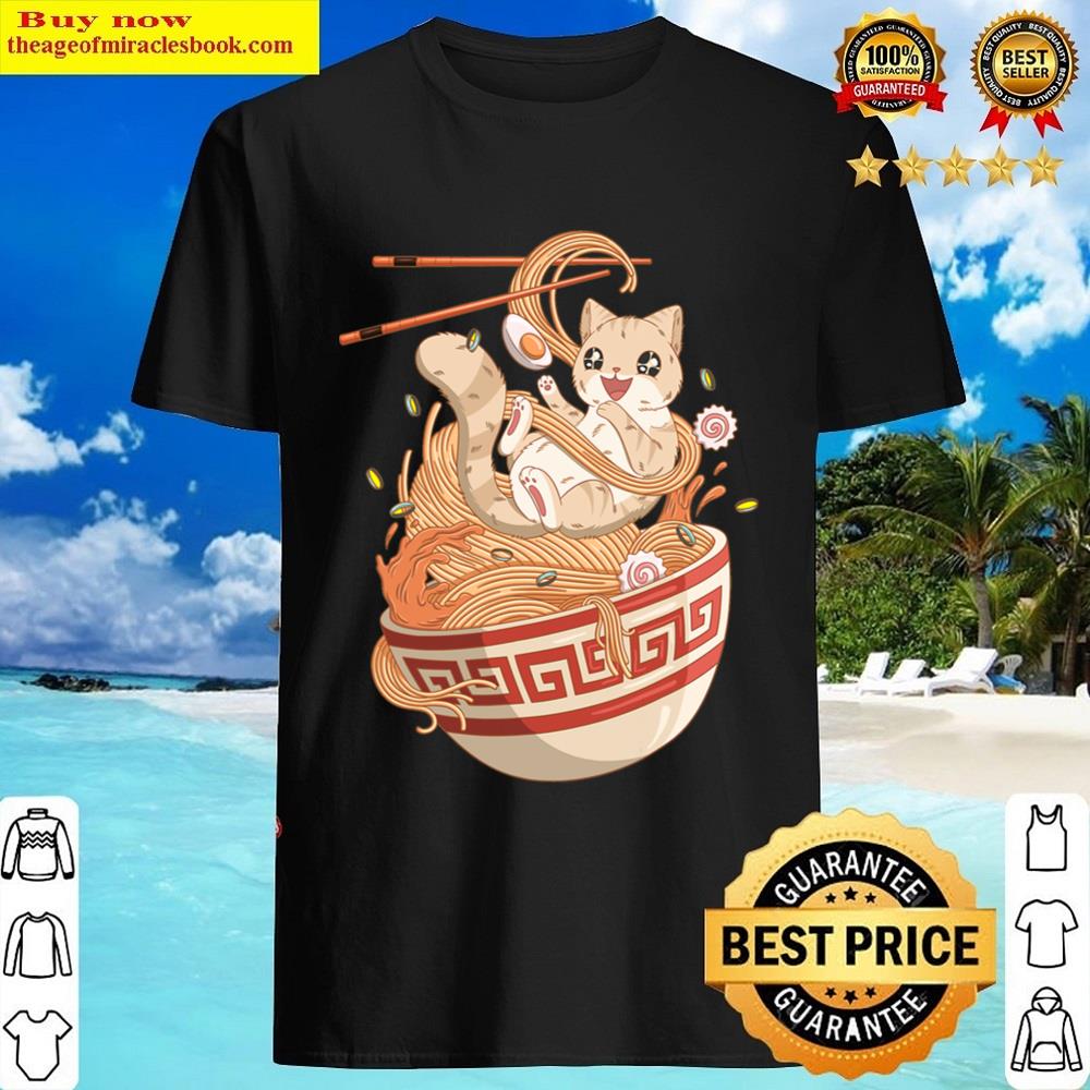 Fun Cute Cat With Udon Anime Style Shirt