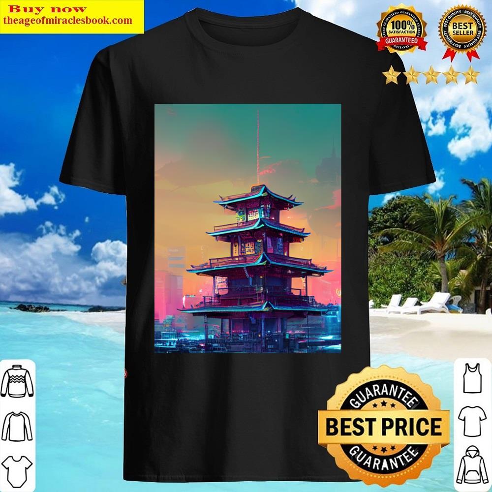 Futuristic Cyberpunk Temple Pullover Shirt Futuristic Cyberpunk Temple Pullover Shirt