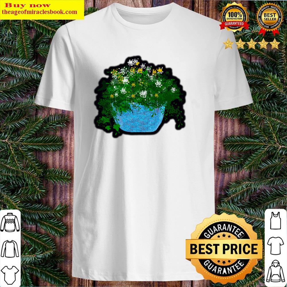 Glittery Blue Vase With Flowers Shirt