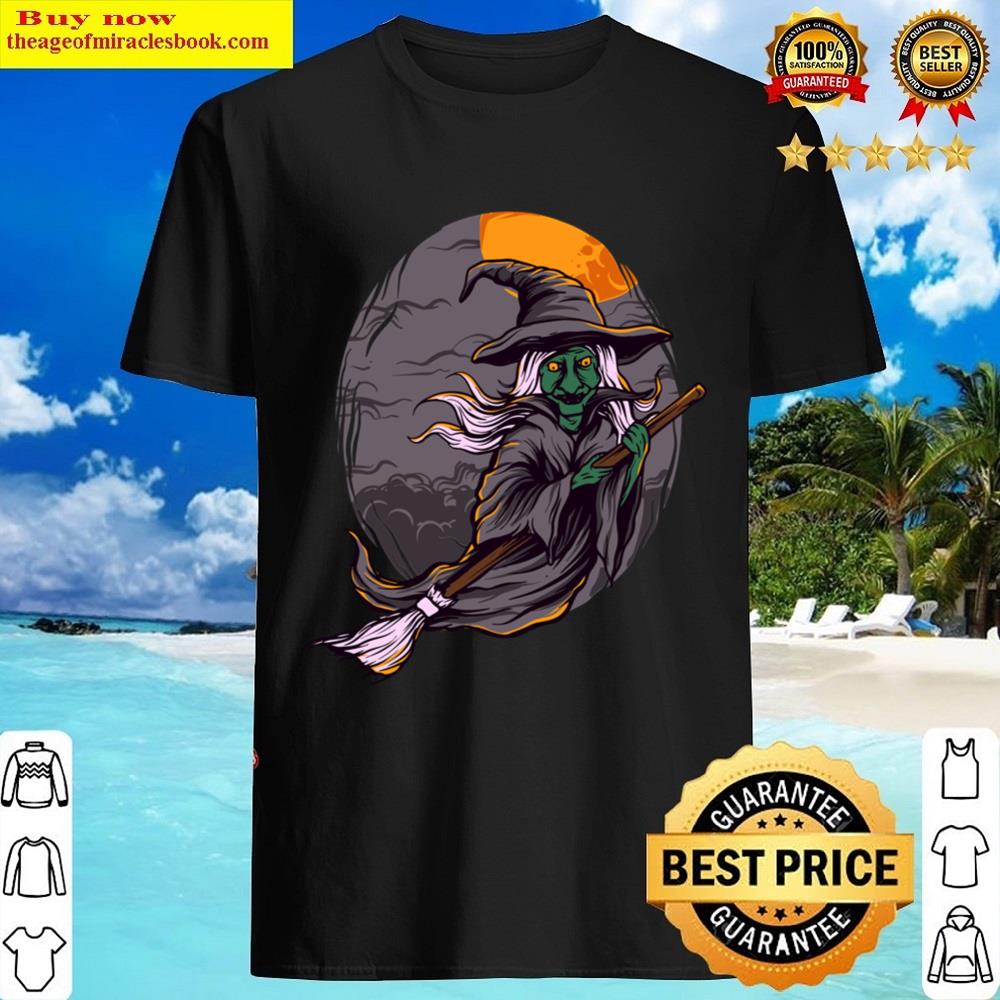 Halloween Evil Witch Flying Broom Shirt