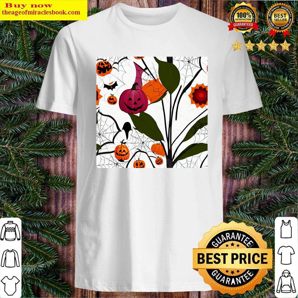 Halloween Pumpkin And Flower Pattern Shirt