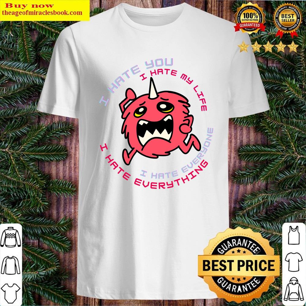 I Hate Colourful Emoji Scared Red Monster Shirt
