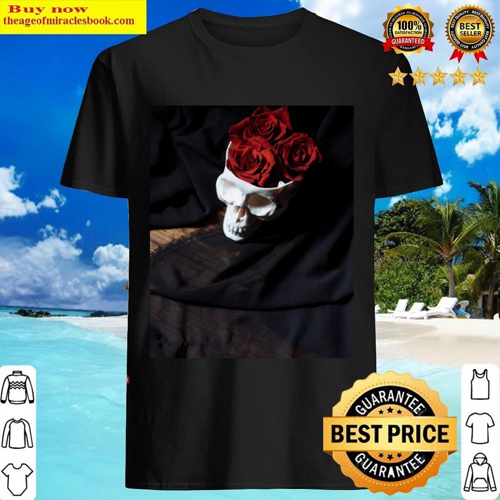 Skull In Roses Gothic Image Graphic Shirt
