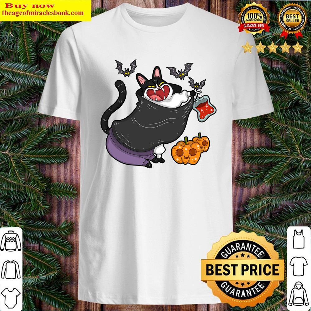 Spooky Cat Vampire Horror Halloween Cat Shirt