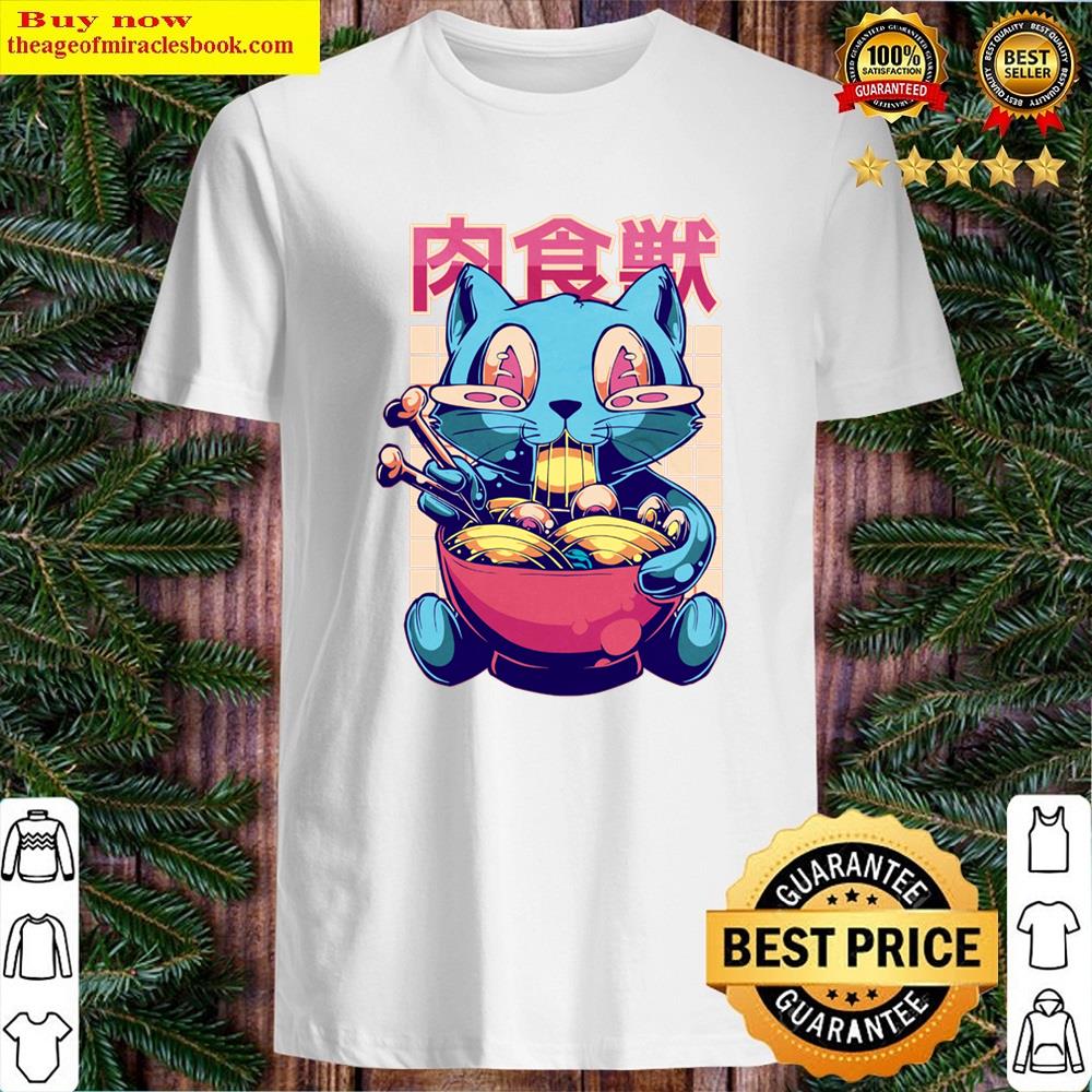 Super Happy Cat Eating Ramen Essential Shirt