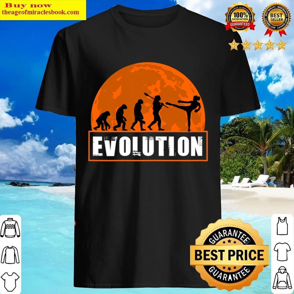 Womens Funny Human Kickboxing Evolution Funny Evolution Shirt