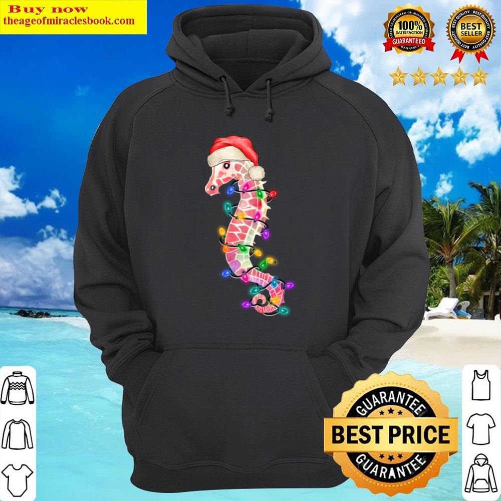 Alternative view of Hippocampus Christmas Tree Lights Shirt
