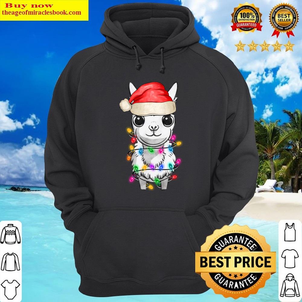 Alternative view of Llama Christmas Tree Lights Shirt
