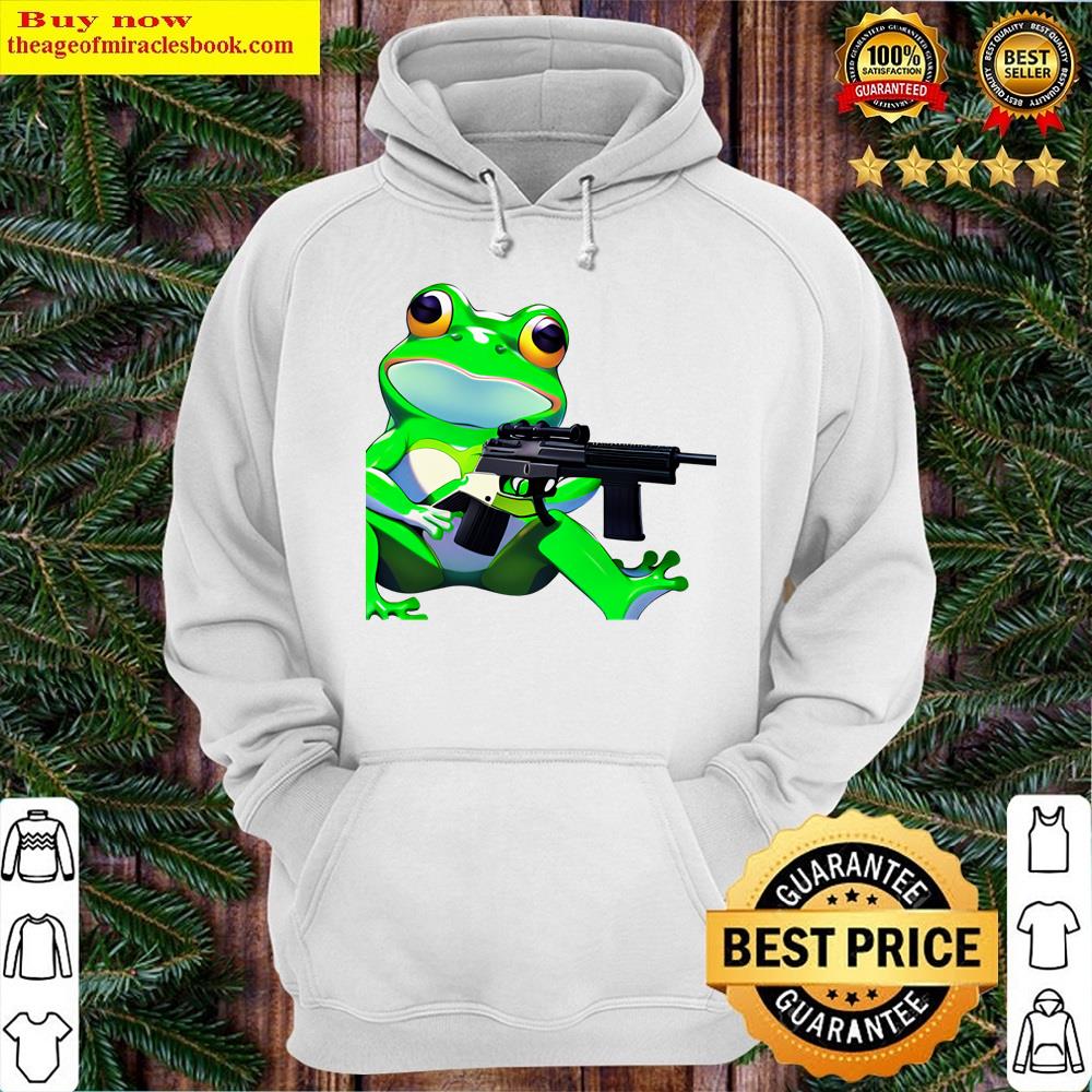 Alternative view of Meme Frog With Gun Shirt