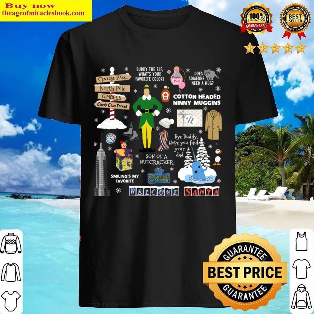 Buddy The Elf Collage Red Background Shirt