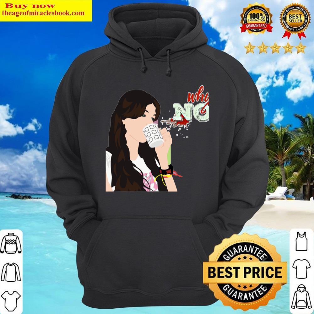 Alternative view of Why Not Lady Drinking Coffee Sticker Shirt