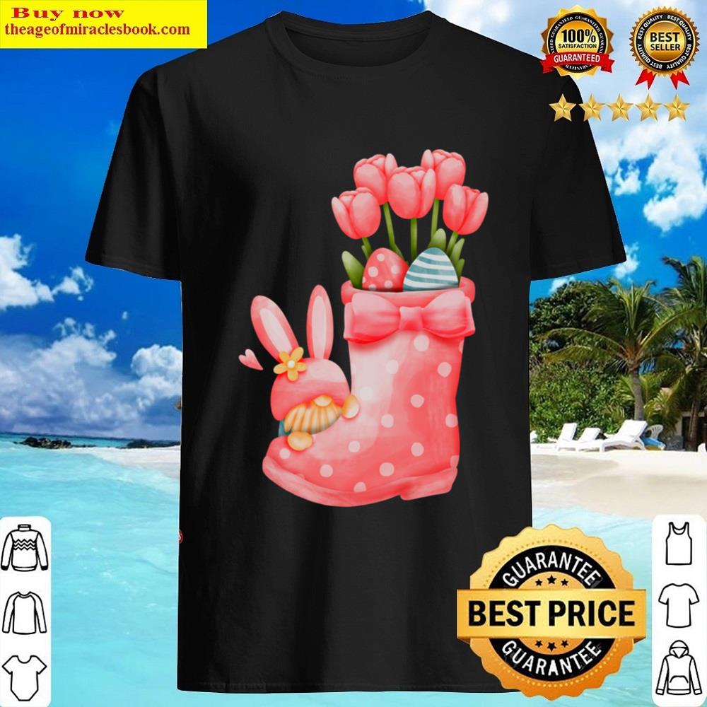 Gnome In Pink Flower Boot Shirt