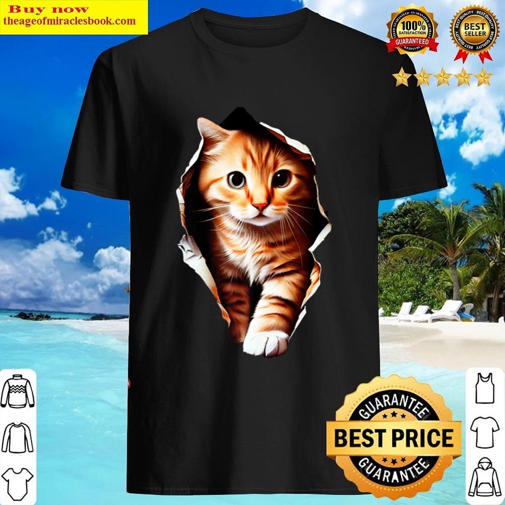 Funny Cute Cat Torn Cloth Shirt