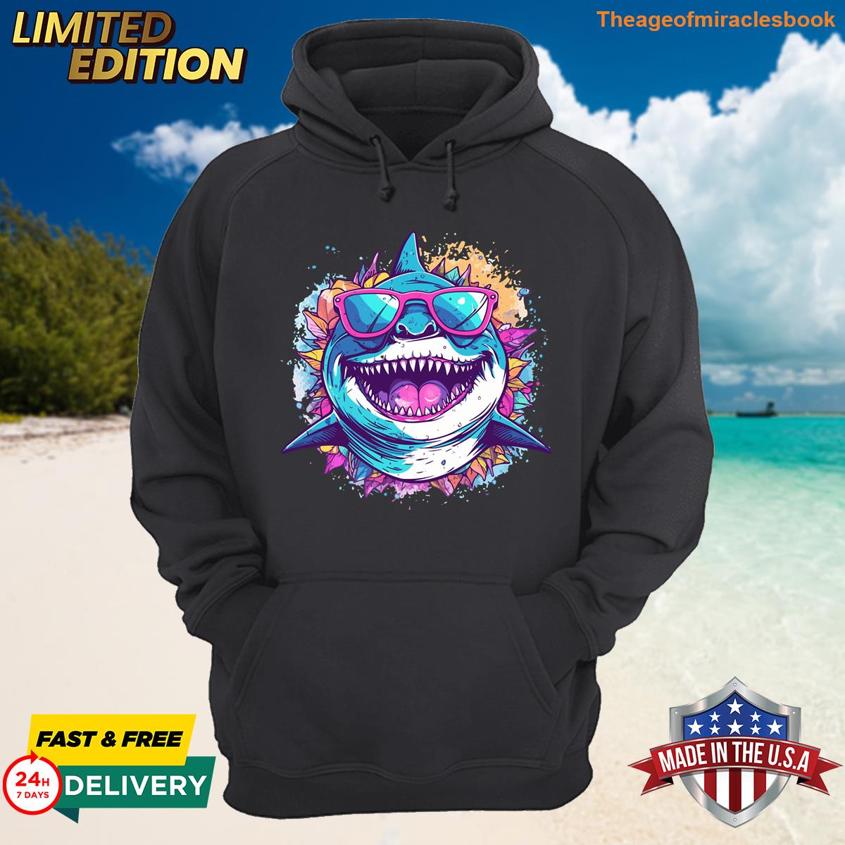 Alternative view of Majestic Chomp On This A Shark Attack Essential Customized T-shirt
