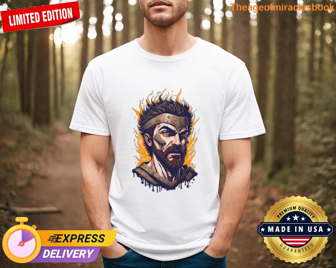 Attractive Vintage Gladiator Face Fire Splash Design Comfortable T-shirt