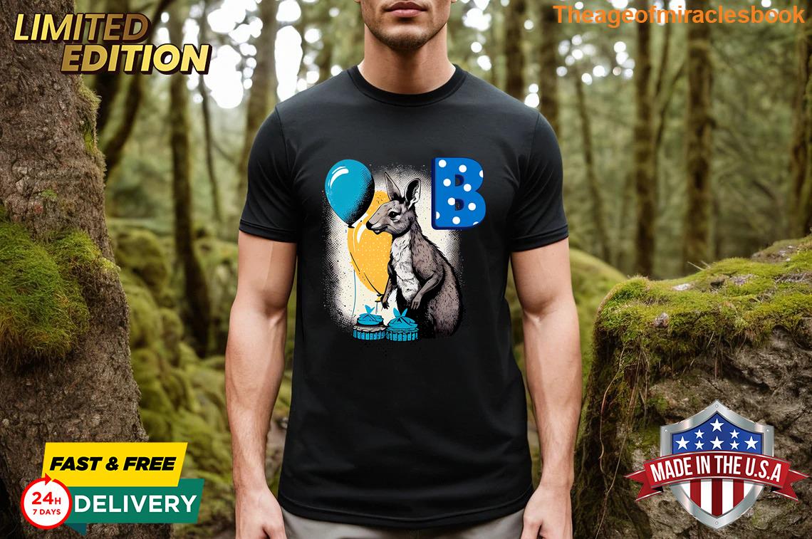 Funny Adorable Cute Wallaby With Capital Initial B Stylish T-shirt