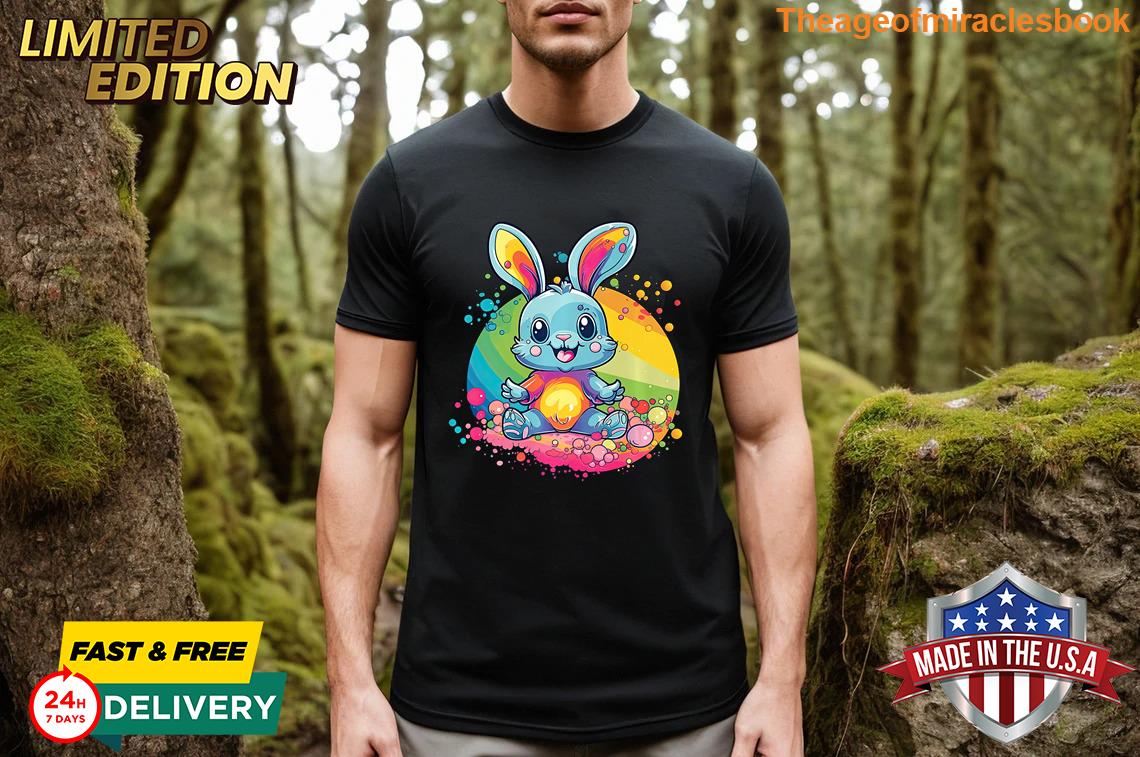 Attractive Adorable Rainbow Easter Bunny & Cartoon Easter Egg Breathable T-shirt