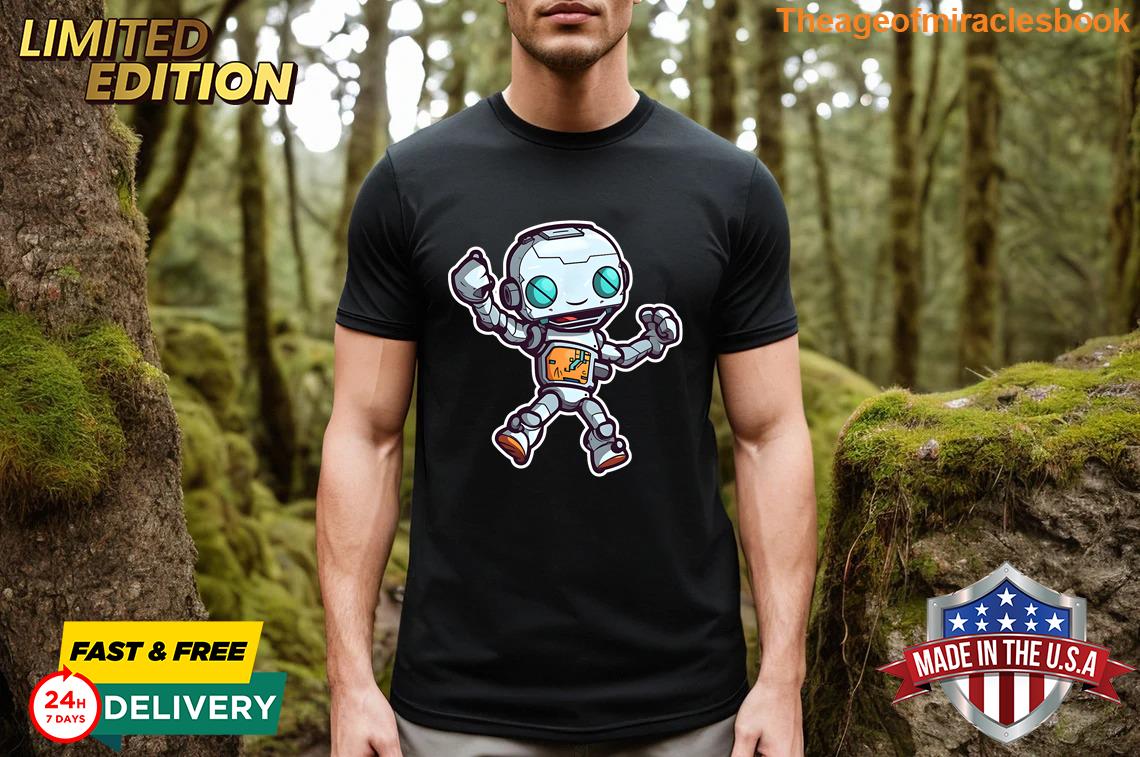 Attractive Excited Cute Cartoon Robot For men T-shirt