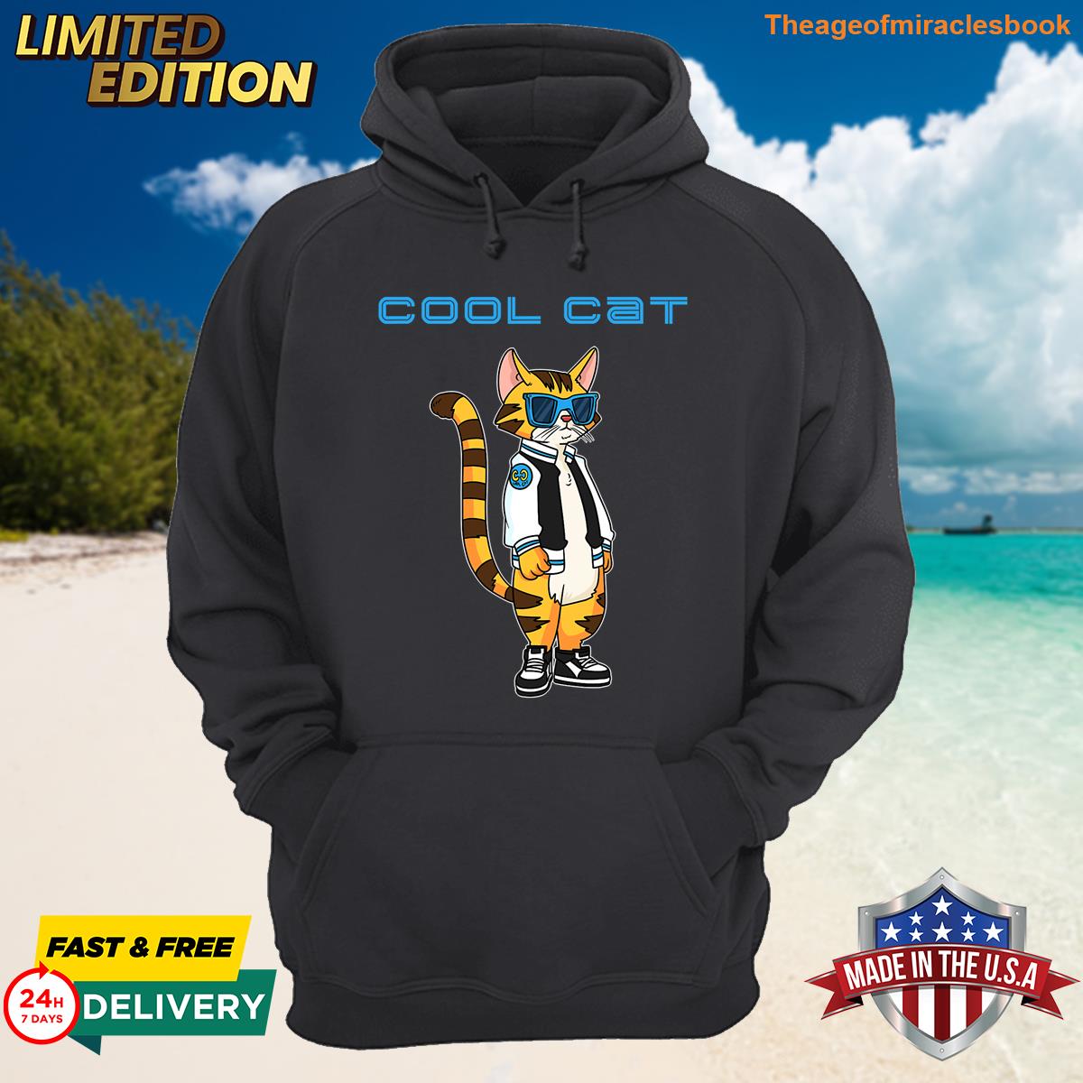 Alternative view of Funny Cool Cat Quality material T-shirt
