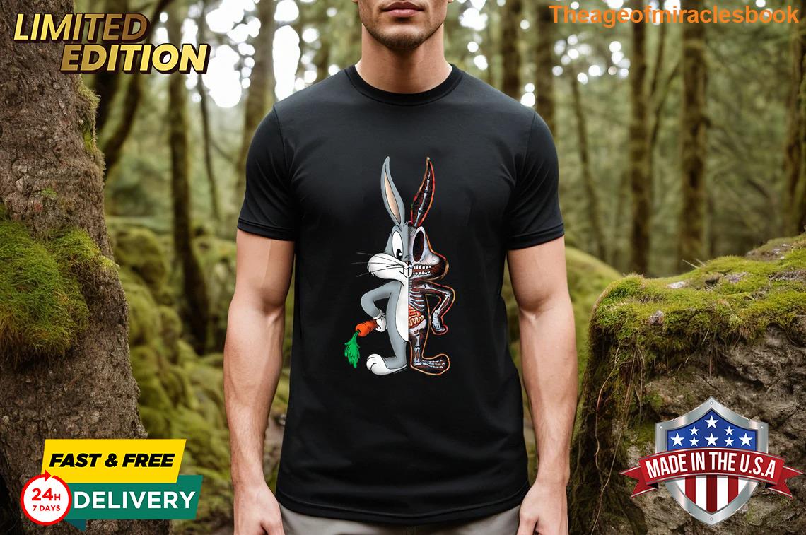 Funny Looney Tunes Bugs Bunny Half Skeleton Breathable T-shirt
