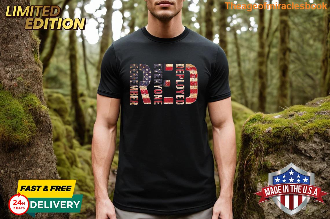 Majestic Red Fridays Remember Everyone Deployed American Flag Retro T-shirt