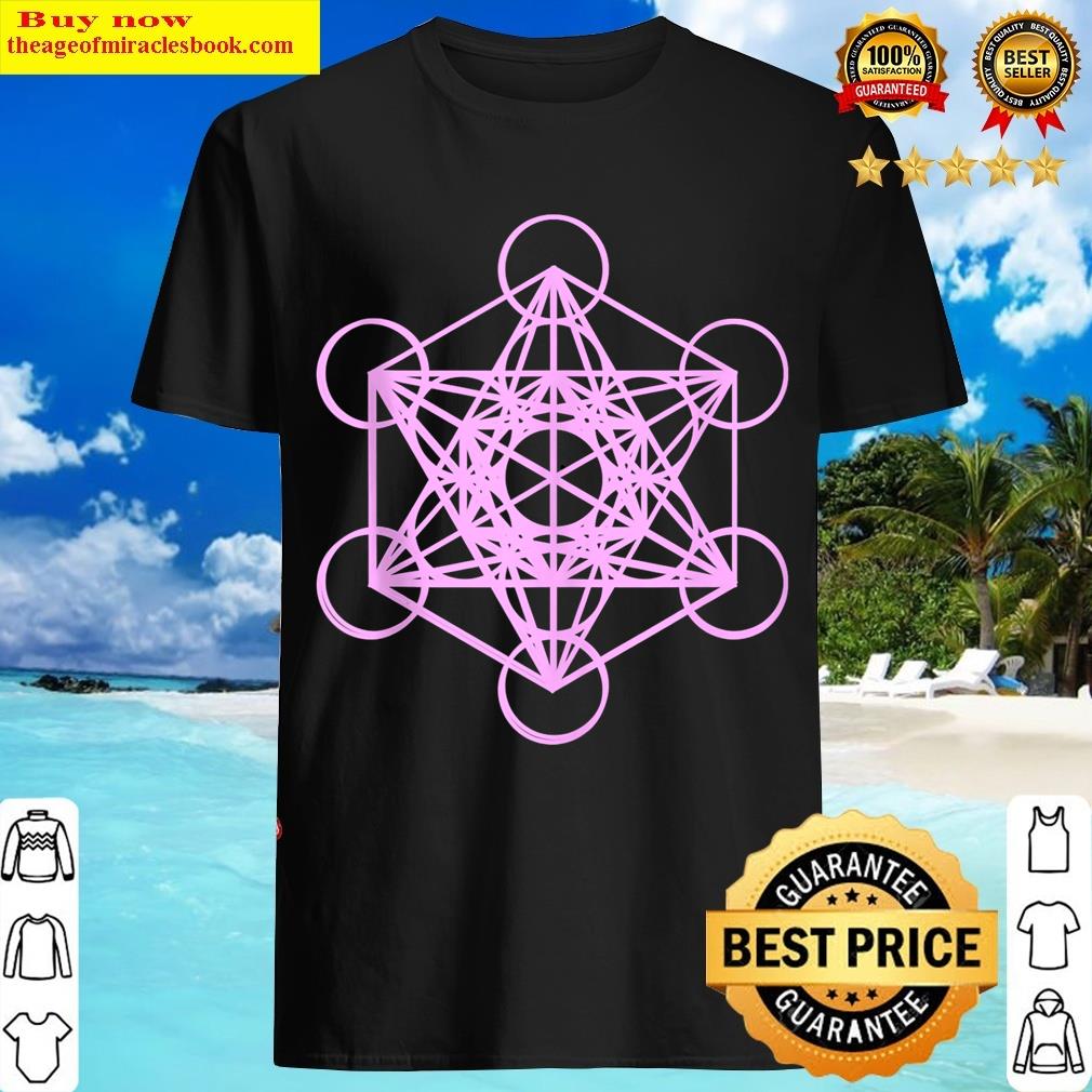 Metatron Cube Sacred Geometry Pink T-shirt