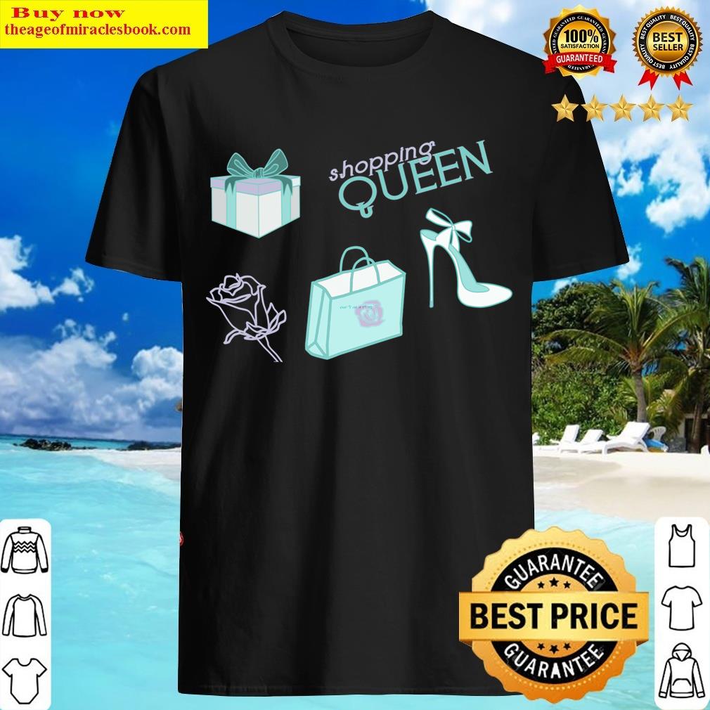 Shopping Queen Teal Blue Pattern T-shirt