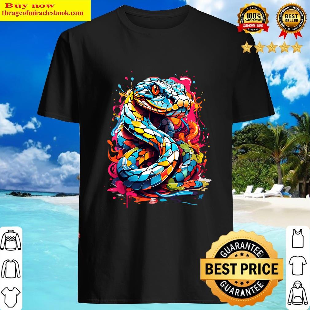 Vibrant Snake Graphic Design T-shirt