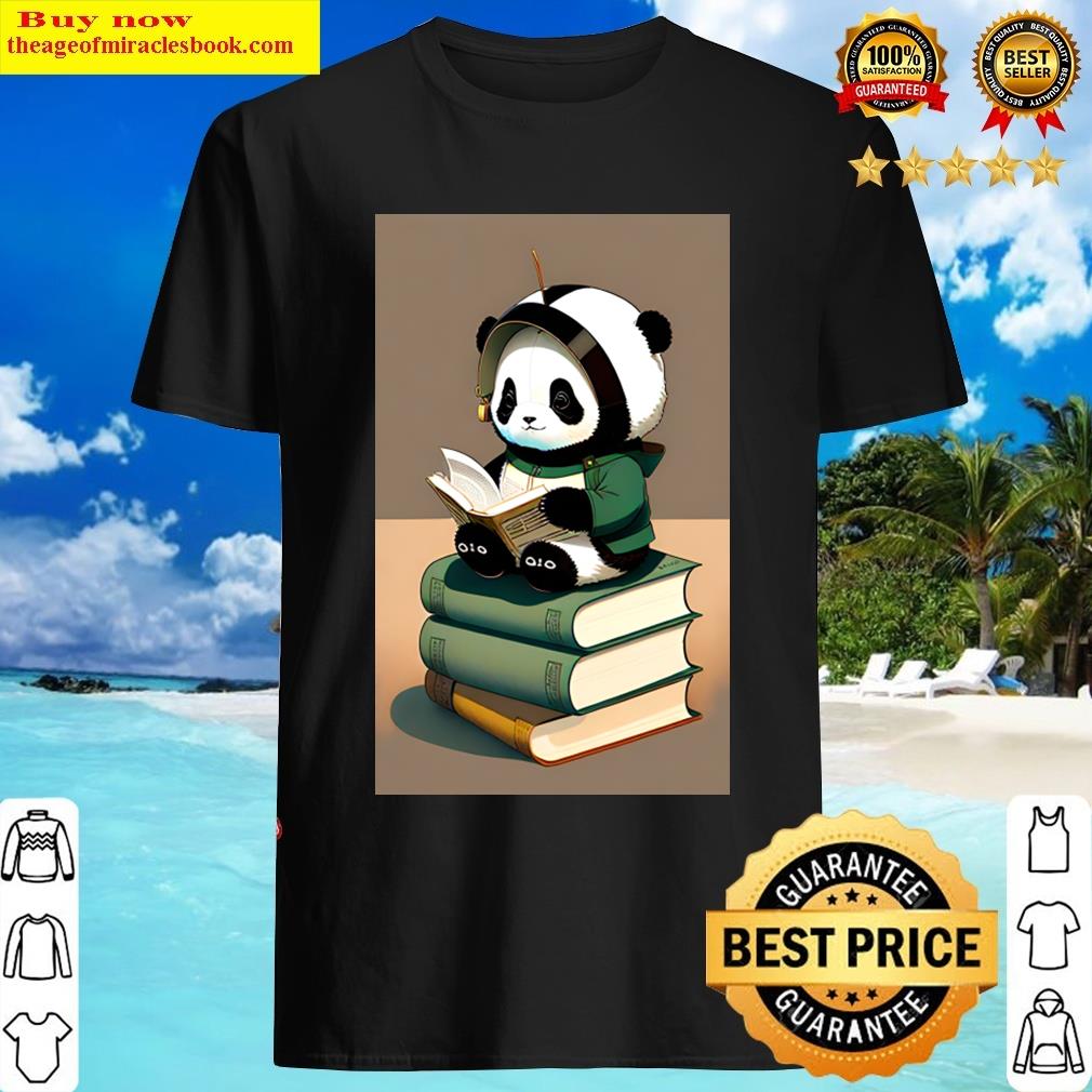Cute Panda Reading A Book T-shirt