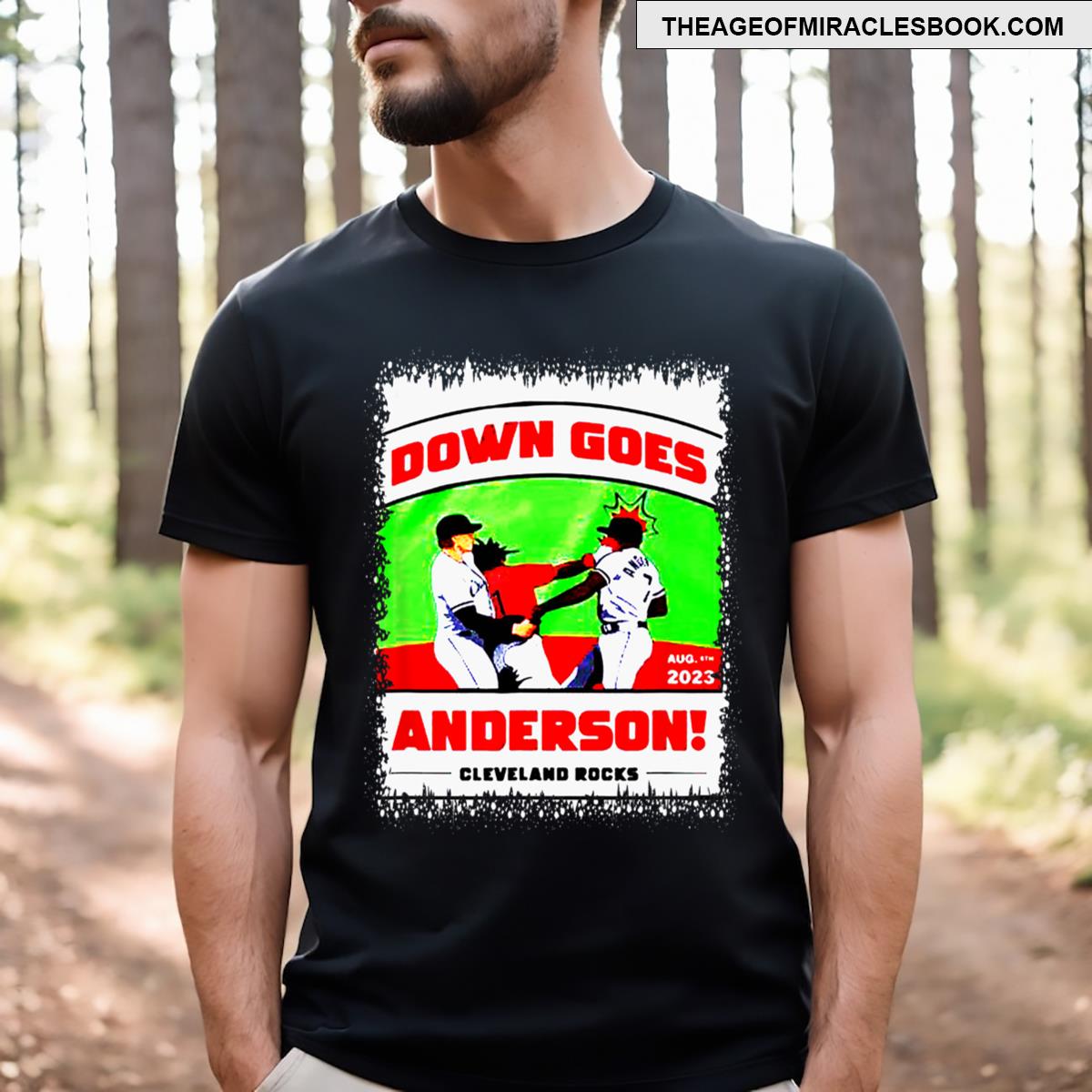 Funny Baseball Down Goes Anderson Bleached T-shirt