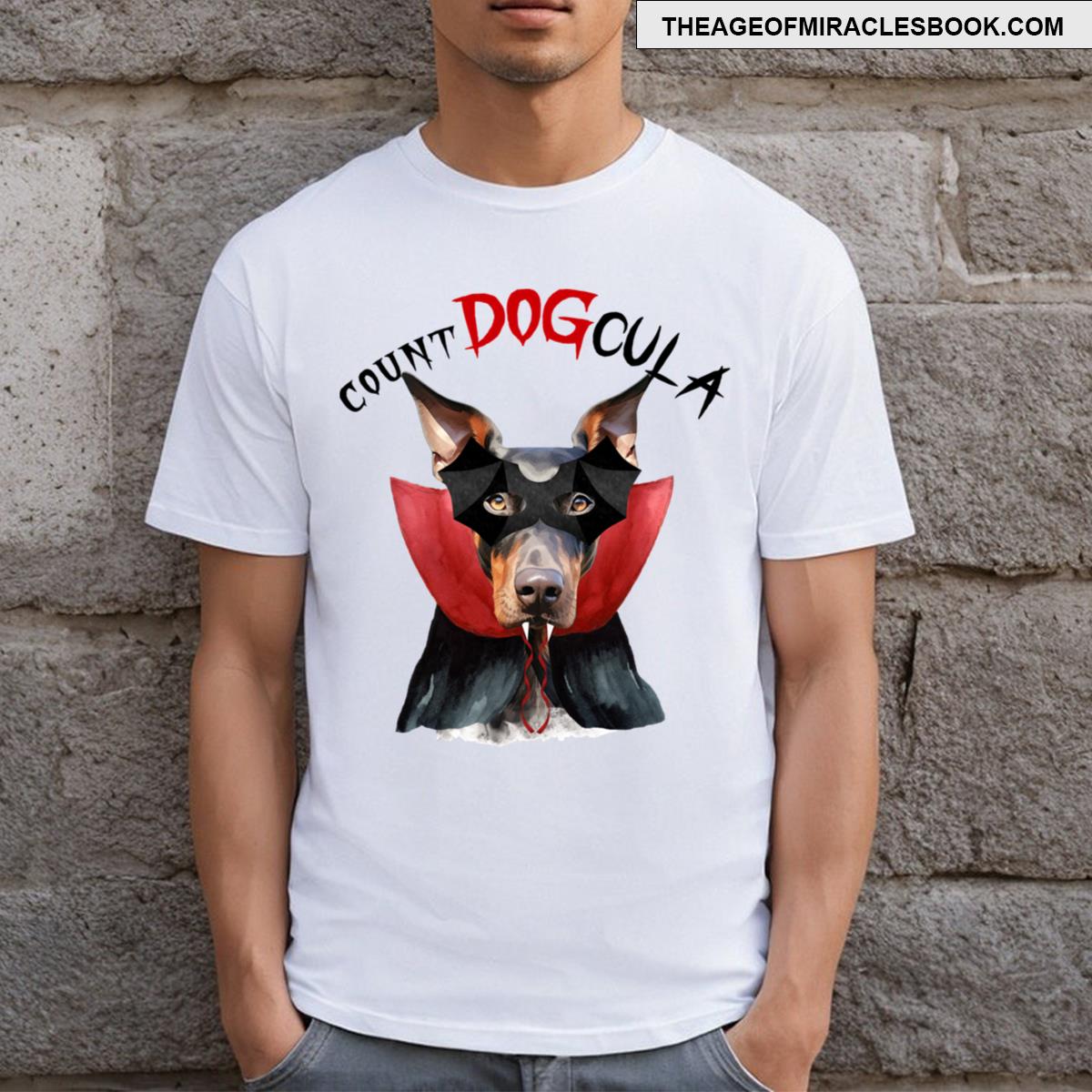 Doberman Count Dogcula Funny Halloween T-shirt