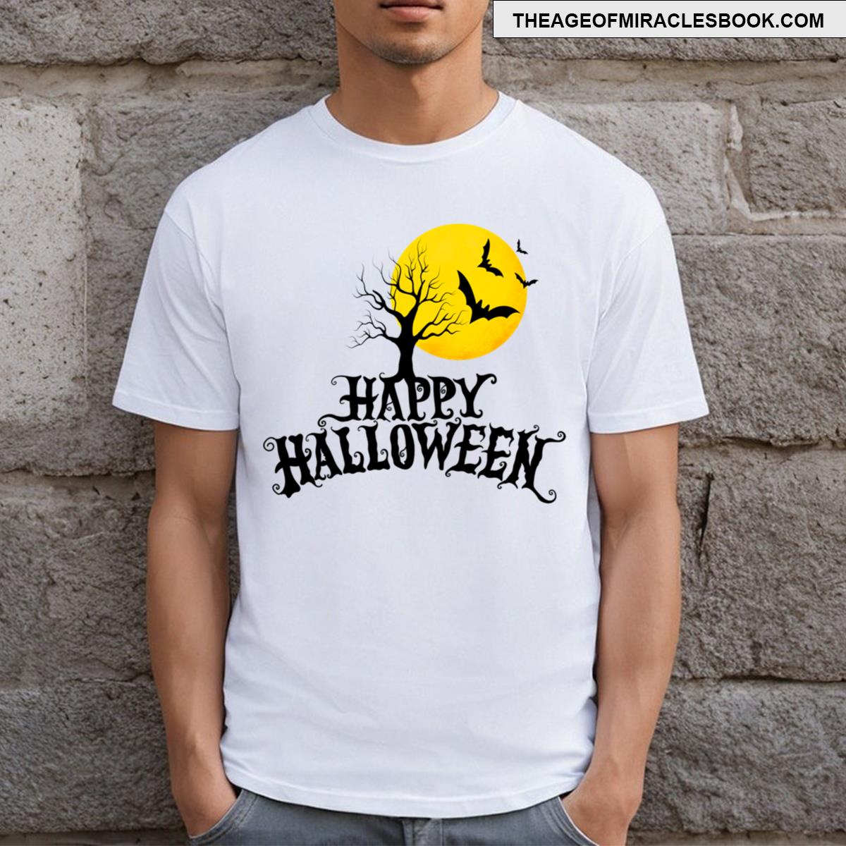 Happy Halloween Full Moon Spooky Bats T-shirt