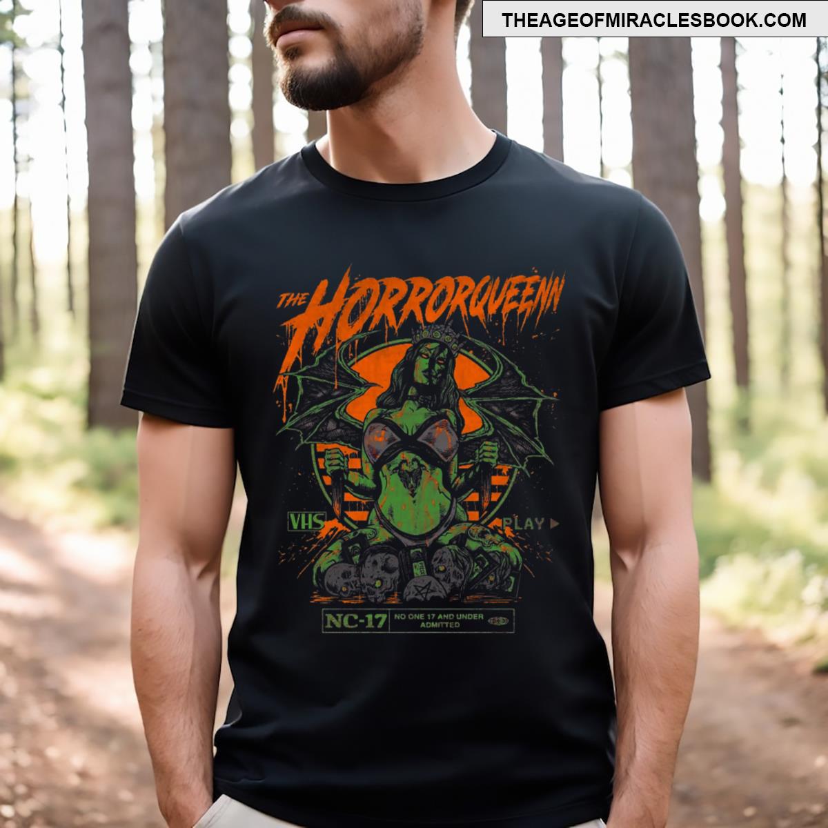 Horrorqueenn Orange Green Grey T-shirt