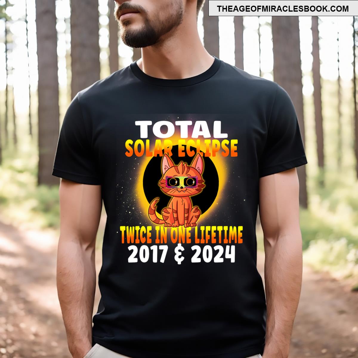 Total Solar Eclipse Cat Artwork 2017 & 2024 Totality T-shirt