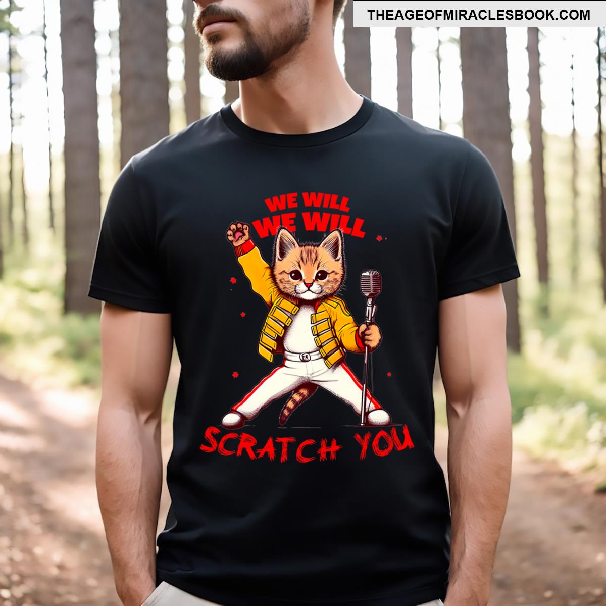 Rock And Roll Cat Rock & Roll Design T-shirt