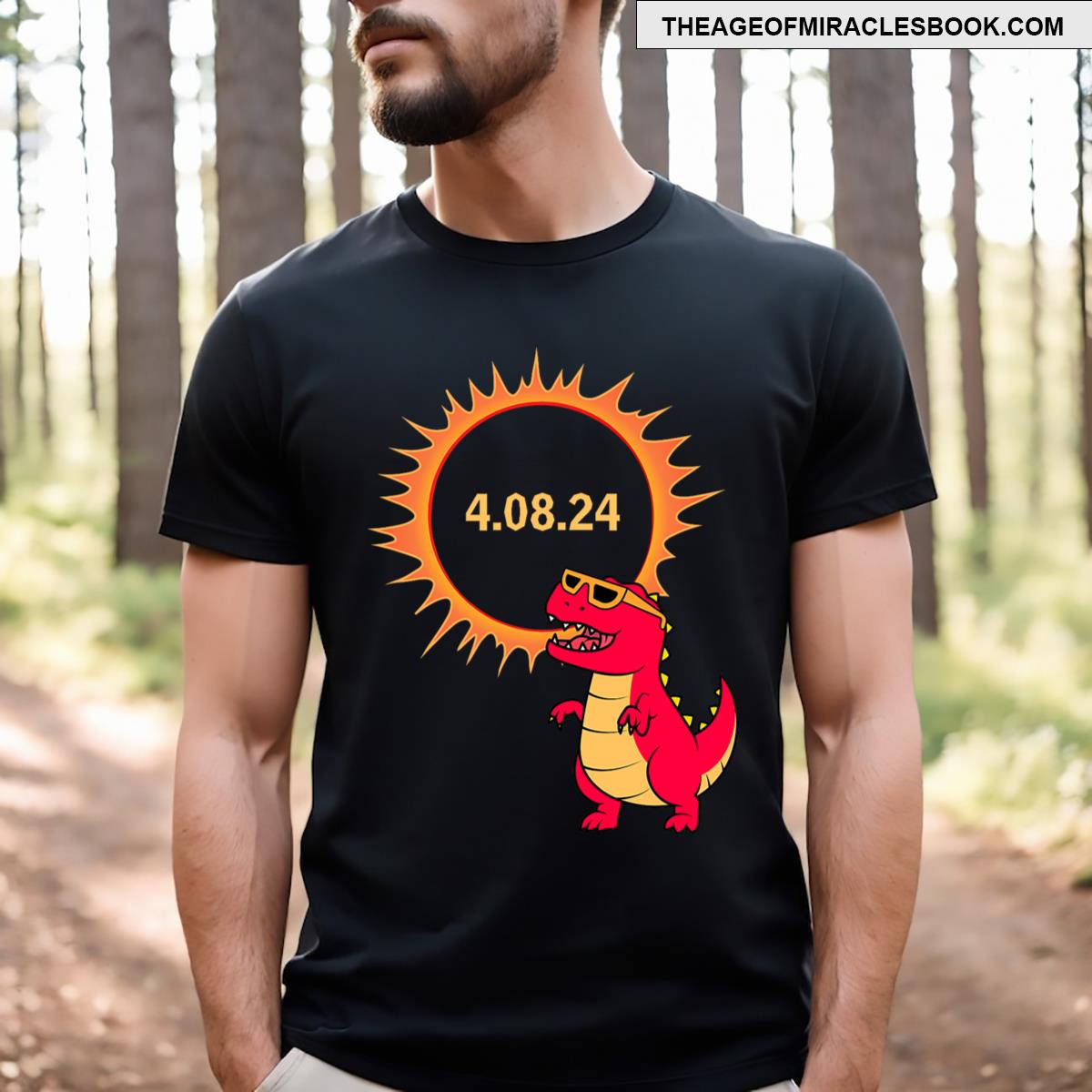 Solar Eclipse T Rex Dinosaur Solar Eclipse Glasses 2024 T-shirt