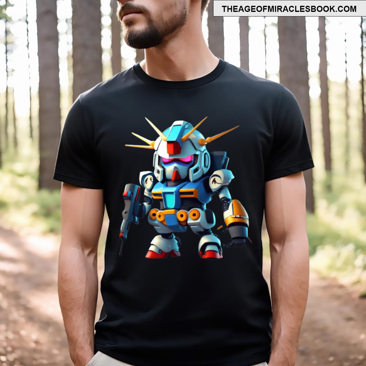 Cartoon Robot With A Gun T-shirt