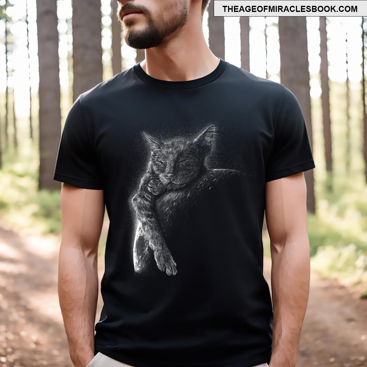 Funny Sleeping Cat With Moon For Men T-shirt