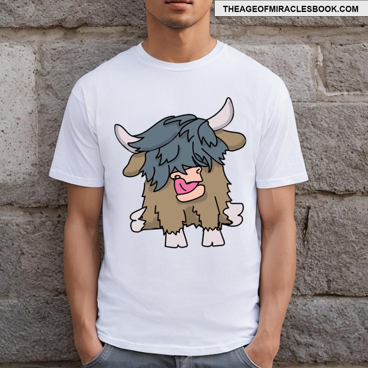 Grey Highland Cow Blep T-shirt