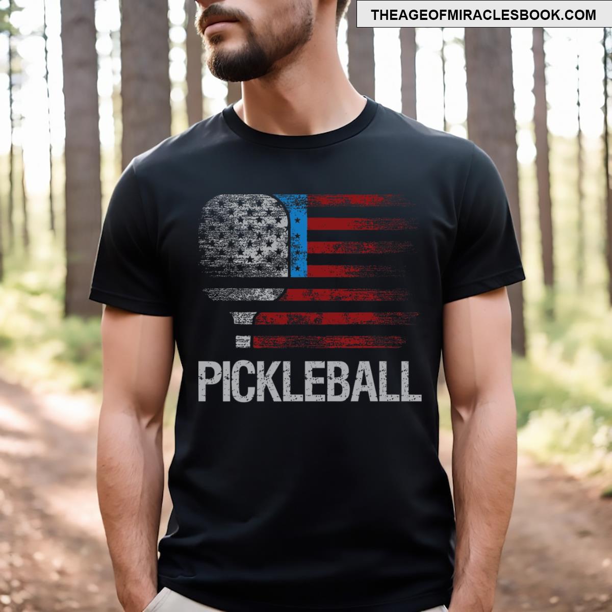 Us Flag Pickleball Player Paddleball Lover T-shirt