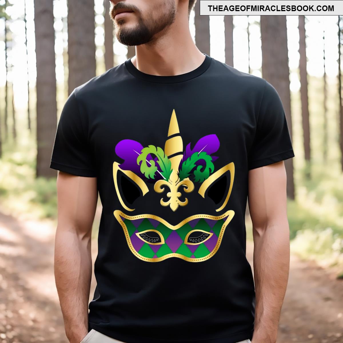 Unicorn Mardi Gras Mask T-shirt