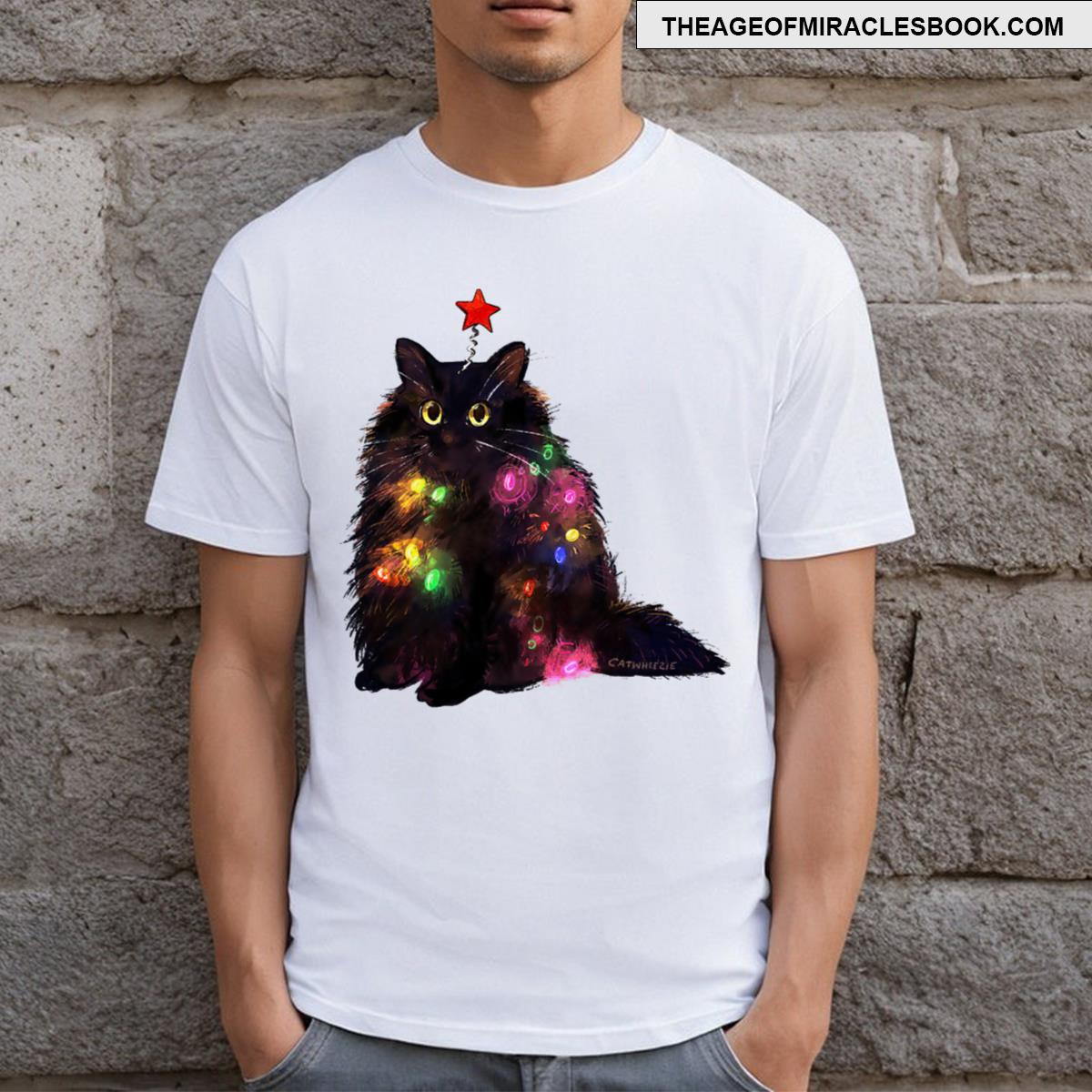 Christmas Lights Cat T-shirt