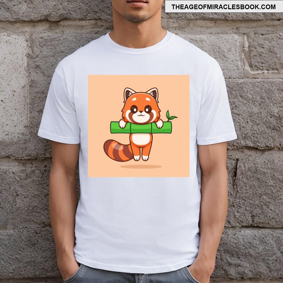 Cute Red Panda With Bamboo T-shirt