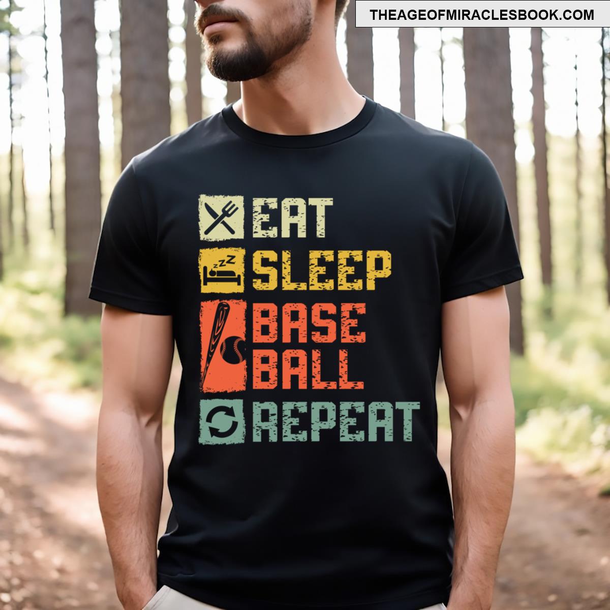 Eat Sleep Baseball Repeat Baseball Funny Retro Baseball T-shirt