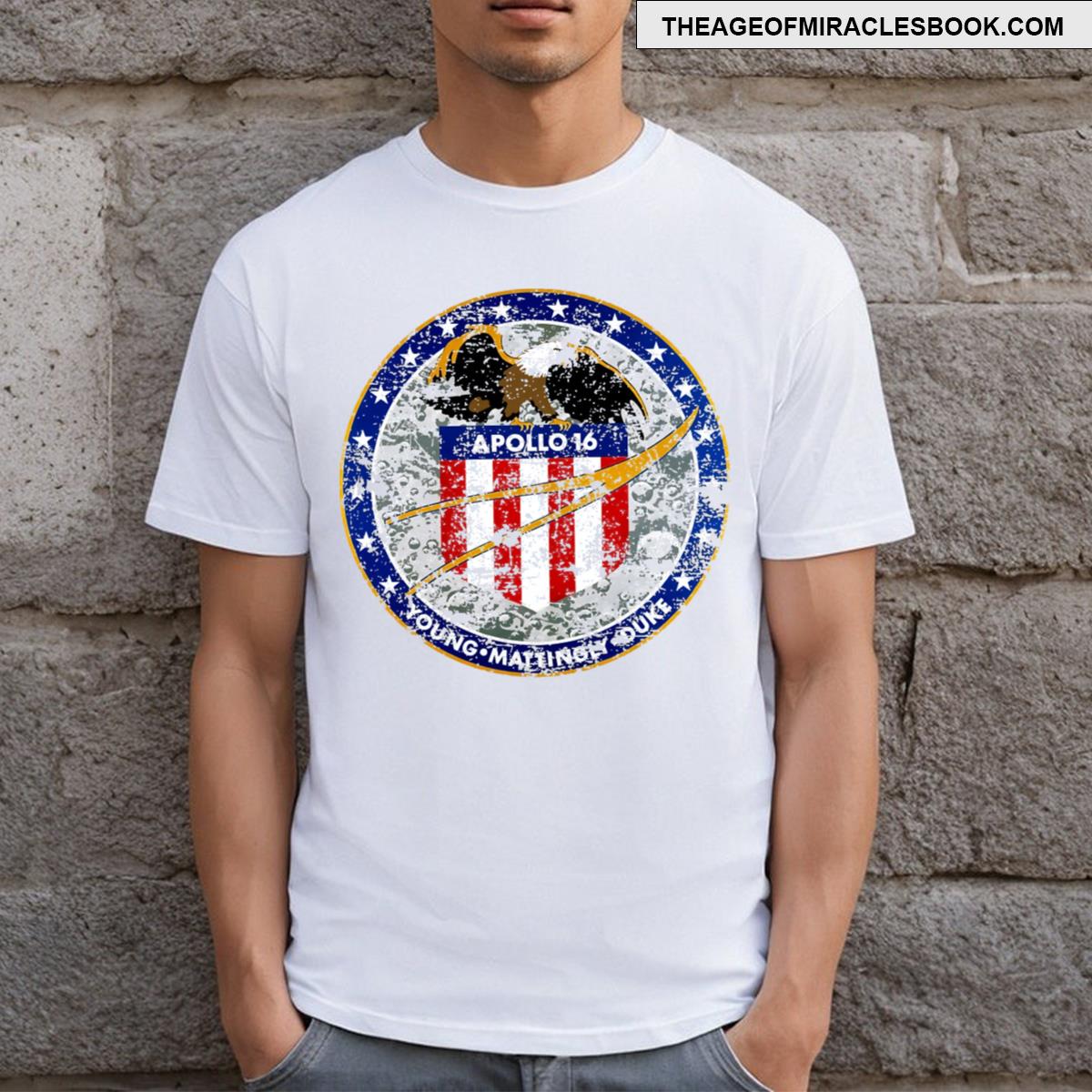 Apollo 16 Xvi Mission Patch Distressed T-shirt