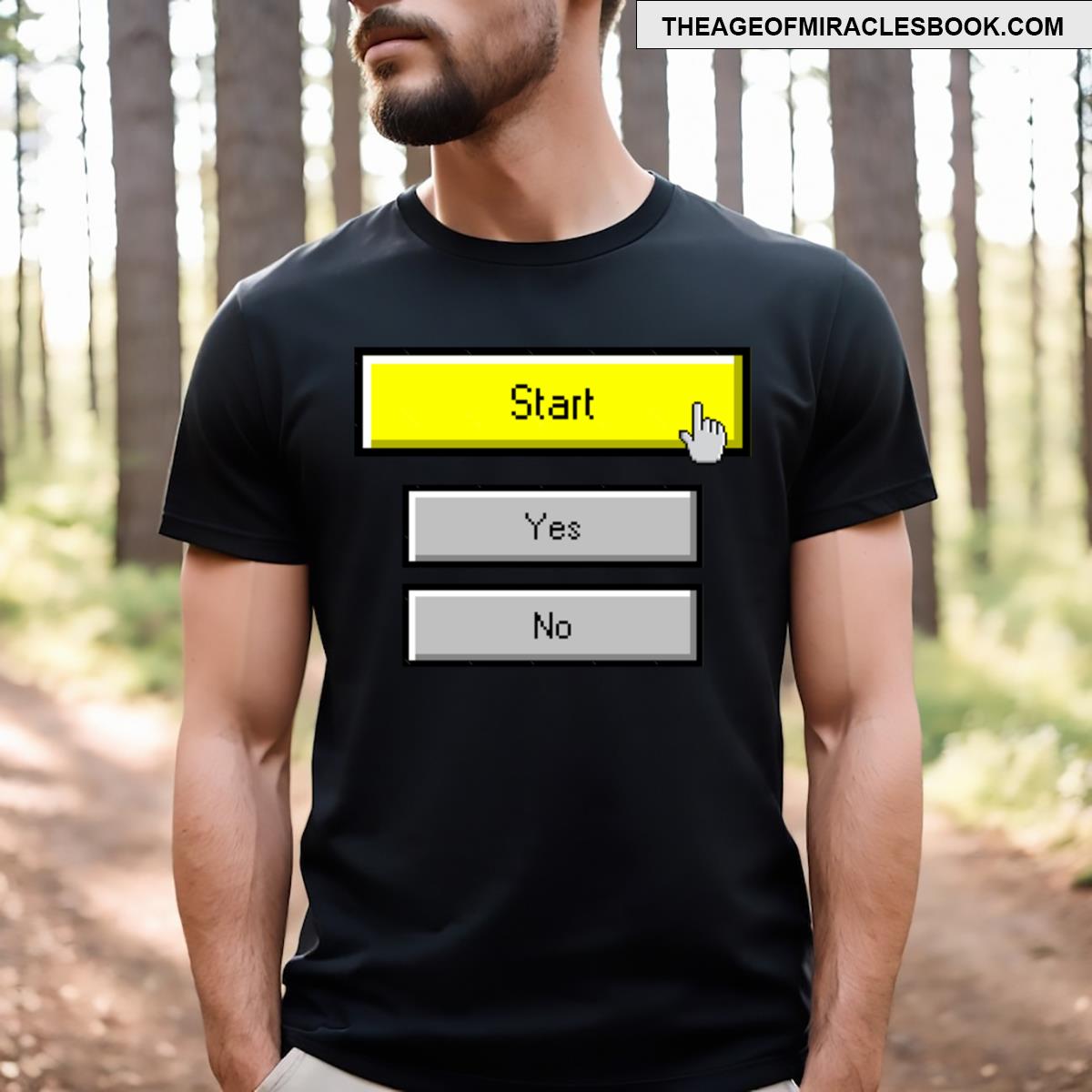Black Yellow Simple Old Tech Themed T-shirt