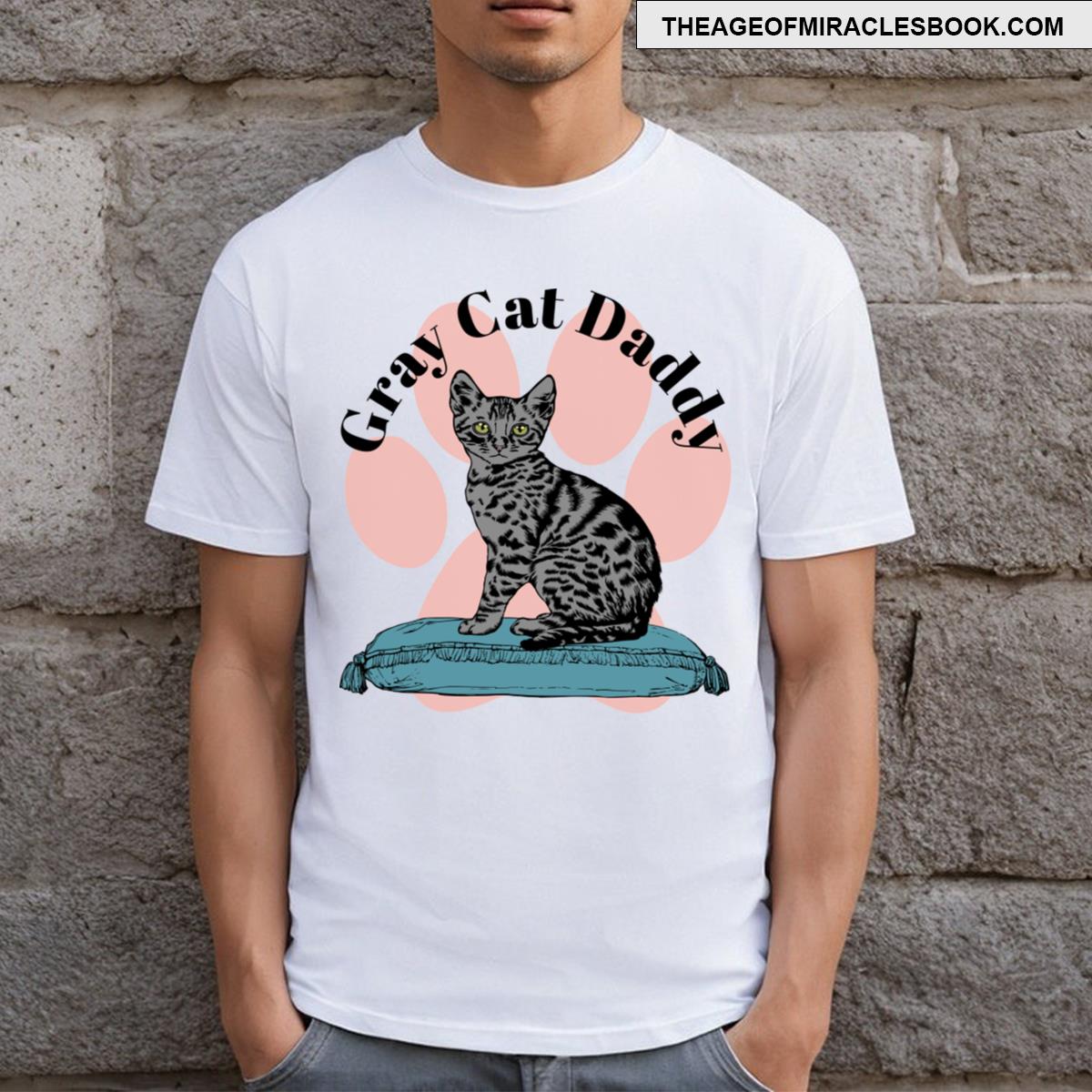 Gray Cat Daddy Paw T-shirt