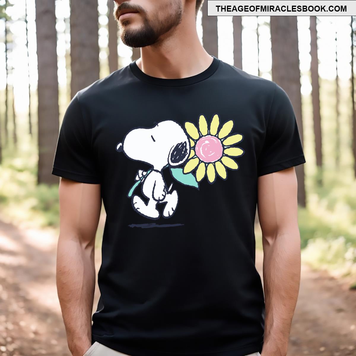 Peanuts Snoopy Pink Daisy Flower T-shirt